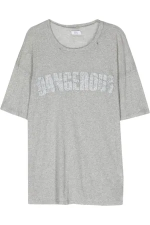 ERL Top, Herre, Grå, XL, Bomuld, Farligt Print Jersey T-Shirt
