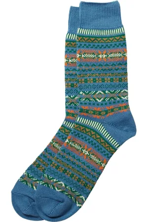 RoToTo Undertøj, Herre, Blå, L, Uld, Blå Jacquard Crew Fairisle Sweater