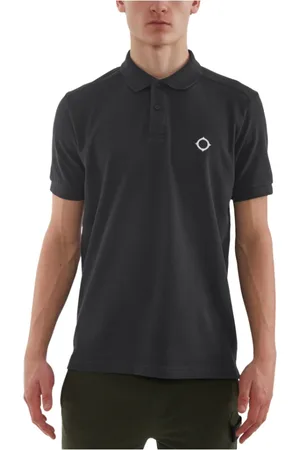MA.STRUM Top, Herre, Sort, S, Bomuld, Sort Pique Polo Skjorte