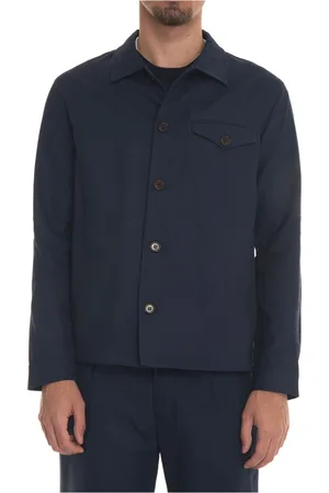 hindustrie Jakke, Herre, Blå, 2XL, Bomuld, Letvægts Overshirt med knaplukning
