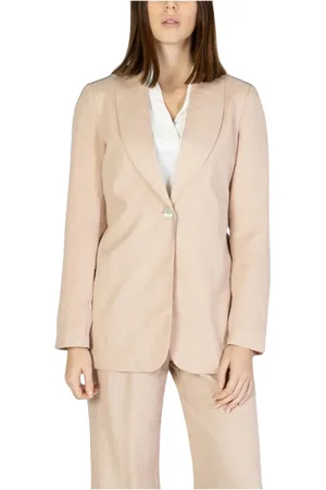 VERO MODA Jakke, Dame, Lyserød, L, Uld, Rosa Ensfarvet Blazer Knaplukning