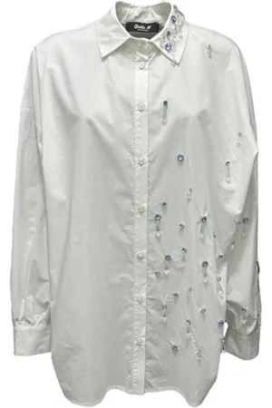 Giulia N Couture Bluser & Skjorter, Dame, Hvid, S, Uld, Smykket Skjorte - Off-Hvid
