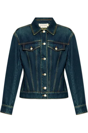 Alexander McQueen Jakke, Dame, Blå, 2XS, Denim, Denim jakke