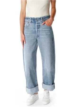 Citizens of Humanity Jeans, Dame, Blå, W26, Denim, Baggy Cropped Straight Leg Jeans