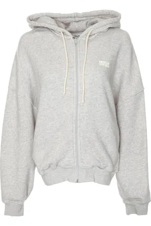 American Vintage Sweathshirts & Hoodies, Dame, Grå, M/L, Uld, Hættetrøje med lynlås