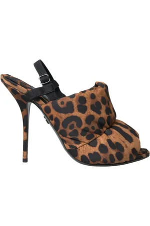 Dolce & Gabbana Sko, Dame, Brun, 38 EU, Læder, Leopard Slingback Heels Sandaler Sko