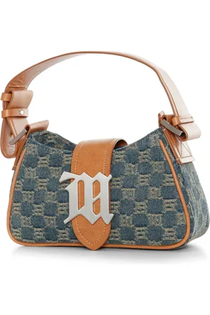 MISBHV Taske, Dame, Flerfarvet, ONE SIZE, Uld, Denim Skuldertaske med Jacquard Monogram Mønster