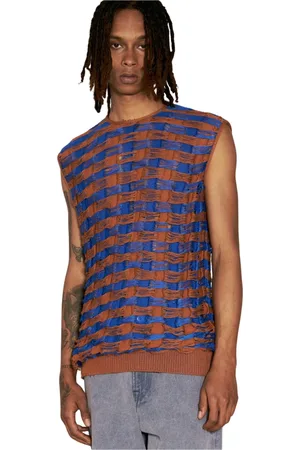 Isa Boulder Strik, Herre, Flerfarvet, XL, Bomuld, Revnet Strik Tank Top