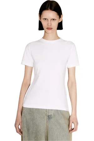Vetements Top, Dame, Hvid, S, Bomuld, T-shirt med baglæns logo broderi