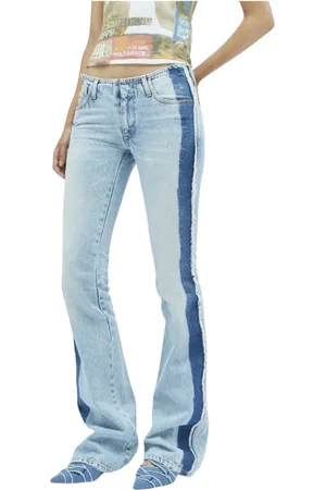 Diesel Jeans, Dame, Blå, W26, Bomuld, Stribet Jeans med Lav Talje