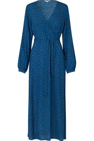 mbyM Kjole, Dame, Blå, XL, Blå Sevitta Print Wrap Kjole