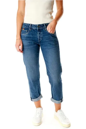 G-Star Jeans, Dame, Blå, W27 L28, Uld, Cropped Boyfriend Fit Mid Waist Jeans