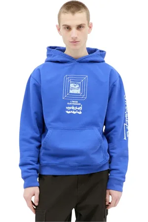 Brain Dead Sweathshirts & Hoodies, Herre, Blå, S, Bomuld, Grafisk Print Hættetrøje