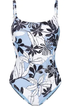 Twin-Set Badetøj, Dame, Flerfarvet, XL, Uld, Klar Blå Blomstret Badedragt