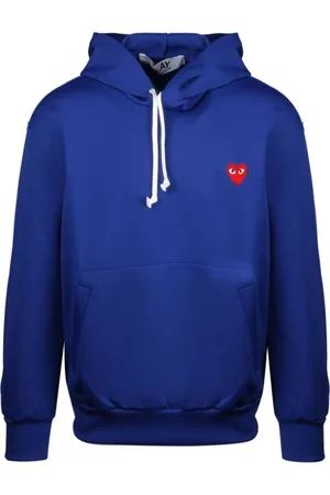 Comme des Garçons Sweathshirts & Hoodies, Herre, Blå, XL, Uld, Hjerte Applikation Hættetrøje