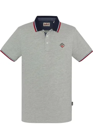 Schott NYC Top, Herre, Grå, S, Bomuld, Almindelig Logo Patchet Bomuldspolo