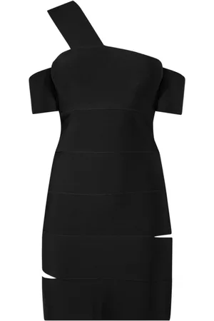 Alexander McQueen Kjole, Dame, Sort, M, Uld, Mini Kjole med Én Skulder og Cut-Out Detalje