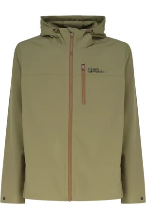 Jack Wolfskin Jakke, Herre, Grøn, L, Nylon, Grøn Windbreaker Lynlås Hætte Nylon Jakke
