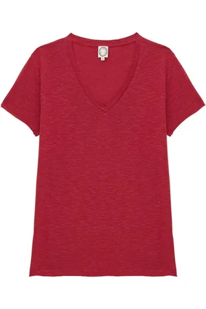 Inès de la Fressange Top, Dame, Lyserød, M, Bomuld, Katalina V-neck T-shirt Raspberry