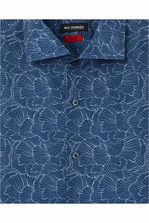 Roy Robson Skjorte, Herre, Blå, M, Bomuld, Casual Navy Print Skjorte