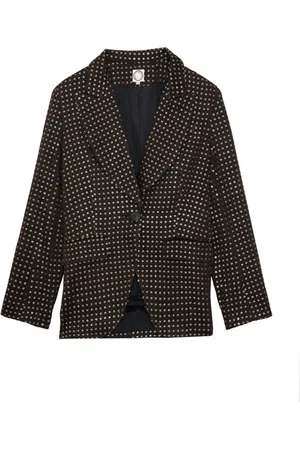 Inès de la Fressange Jakke, Dame, Sort, XS, Uld, Gaelle sort broderet jakke