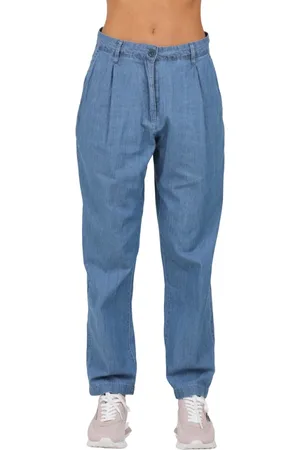 Aspesi Jeans, Dame, Blå, XS, Uld, Lange Plisserede Jeans