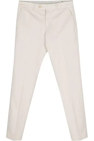 LUIGI BORRELLI NAPOLI Bukser, Herre, , W36, Bomuld, Creme Twill Weave Slim Fit Bukser