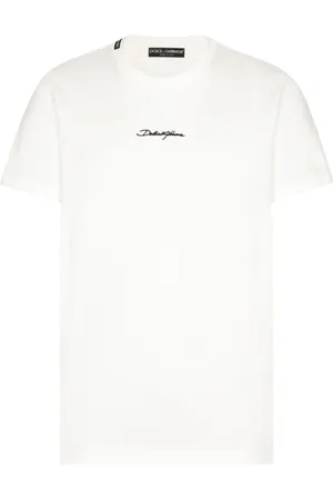 Dolce & Gabbana Top, Herre, Hvid, XS, Bomuld, Hvid Bomulds T-shirt med Front Logo