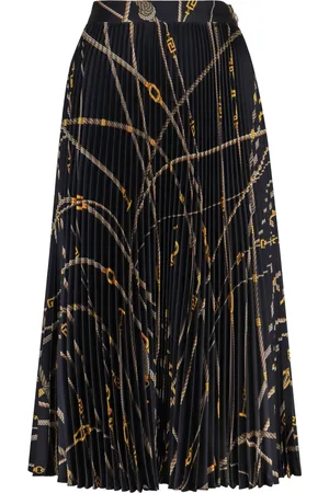 VERSACE Nederdel, Dame, Blå, S, Polyester, Nautisk Plisseret Midi Nederdel