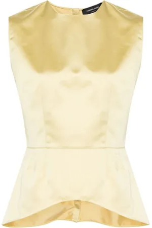 Fabiana Filippi Top, Dame, Gul, M, Satin, Satin Flared Sleeveless Top