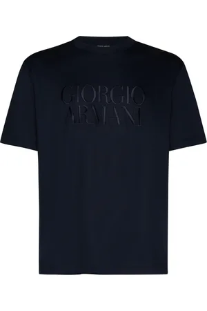 Giorgio Armani Top, Herre, Blå, 3XL, Bomuld, Blå Jersey Logo T-shirts Polos