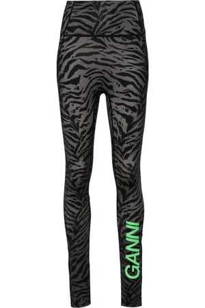 Ganni Bukser, Dame, Flerfarvet, XS, Tyl, Zebra Print Leggings High-Waisted Style