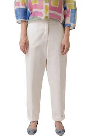 Luisa Cerano Bukser, Dame, Hvid, XL, Polyester, Elegant Plisseret Bukser