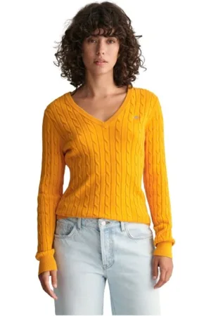 GANT Strik, Dame, , XL, Bomuld, Twisted Cotton V-Neck Sweater