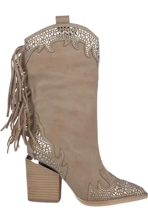 Alma en Pena Sko, Dame, Brun, 37 EU, Læder, Glitter Fringed Hælstøvle