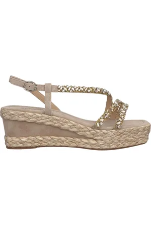Alma en Pena Sko, Dame, Brun, 40 EU, Uld, Glitrende Krydsede Stropper Kile Sandal