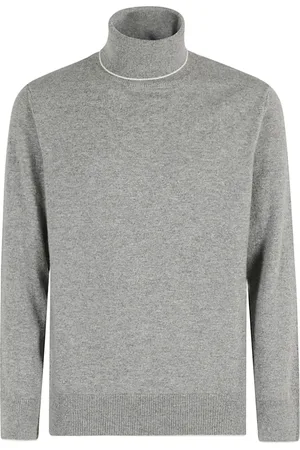 ELEVENTY Strik, Herre, Grå, L, Cashmere, Tipping Turtleneck Sweater