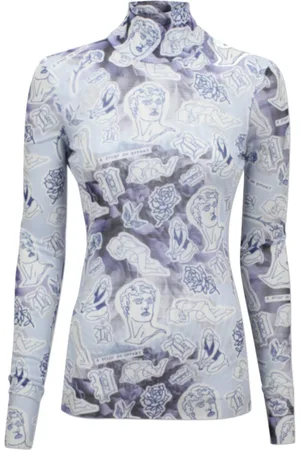 Baum und Pferdgarten Bluser & Skjorter, Dame, Flerfarvet, XS, Polyester, Mesh Turtleneck Bluse med Tatoveringsprint
