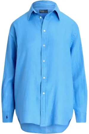 Ralph Lauren Bluser & Skjorter, Dame, Blå, S, Linned, Oversized Linnedskjorte