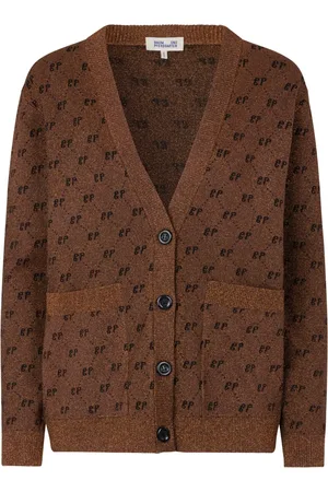 Baum und Pferdgarten Strik, Dame, Brun, XS, Uld, Harlequin V-Neck Cardigan