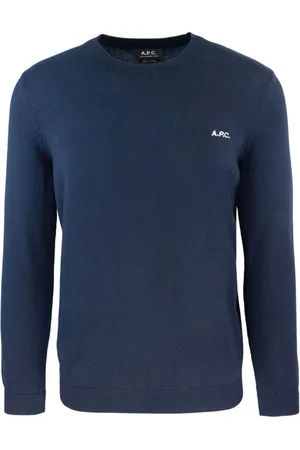 A.P.C. Strik, Herre, Blå, S, Bomuld, Crew Neck Sweater