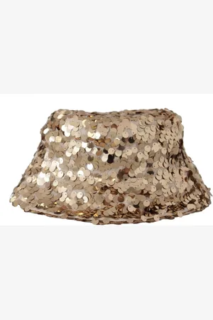 Dolce & Gabbana Tilbehør, Dame, Gul, ONE SIZE, Uld, Guld Sequin Spandehat
