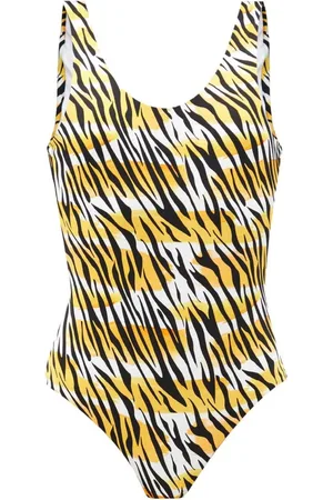 Reina Olga Badetøj, Dame, Flerfarvet, L, Denim, Tiger Print Scoop Neck Swimsuit