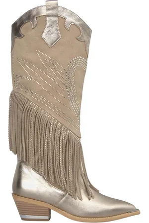 Alma en Pena Sko, Dame, Brun, 37 EU, Læder, Glitrende Fringed Cowboy Støvler