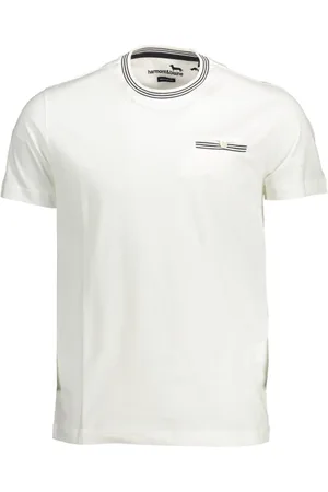 HARMONT&BLAINE Top, Herre, Hvid, XL, Bomuld, Bomuld Crew Neck Tee med Kontrastdetaljer