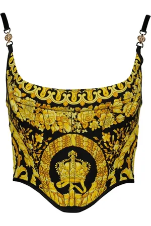 VERSACE Top, Dame, Flerfarvet, 2XS, Silke Korset Top Efterår-Vinter 2024