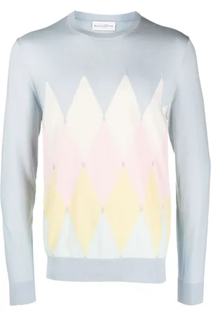 BALLANTYNE Strik, Herre, Flerfarvet, 2XL, Bomuld, Geometrisk Print Sweater Pink