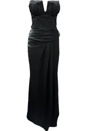 Giulia N Couture Kjole, Dame, Sort, XS, Polyester, Lang Splittet Red Carpet Kjole