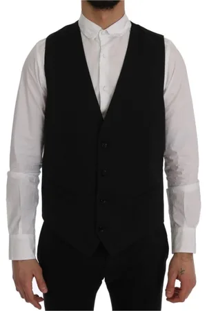 Dolce & Gabbana Jakkesæt, Herre, Sort, XL, Bomuld, Sort Bomuld Vest Vest