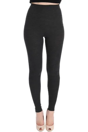 Dolce & Gabbana Bukser, Dame, Grå, XS, Uld, Strækbare uldstrømpebukser